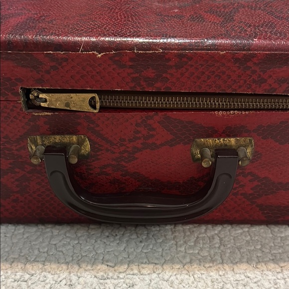Vintage Red Snakeskin Box with Handle - Picture 5 of 11